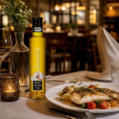 Ulei de măsline extra virgin aromatizat cu usturoi 250ml