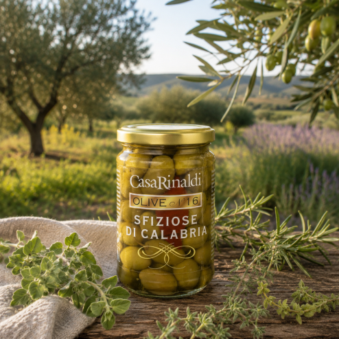 Măsline verzi Sfiziose di Calabria  în ulei de floarea soarelui 300g